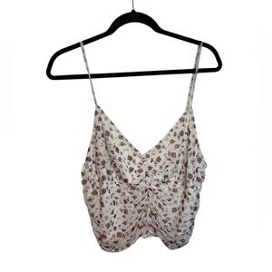Timing Floral Mesh Ruched Cottagecore Crop Top
